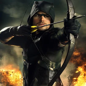 Hooded Archer with Bow and Arrow