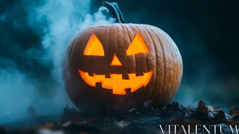 AI ART Spooky Halloween Pumpkin with Smoke