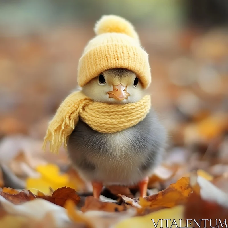 Baby Chick with Yellow Hat AI Image