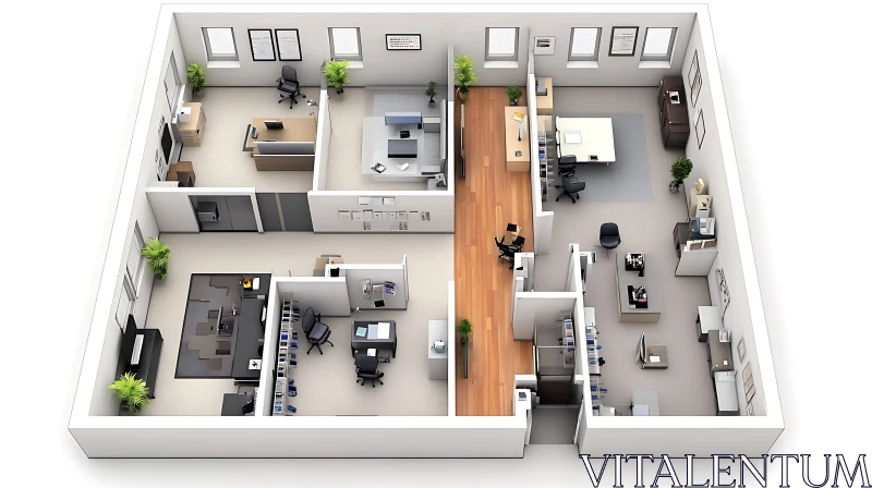 AI ART Contemporary Office Space Floor Plan