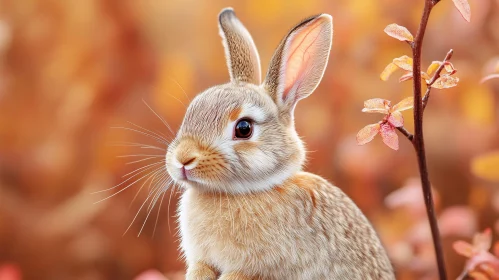 Charming Rabbit in Fall Scenery