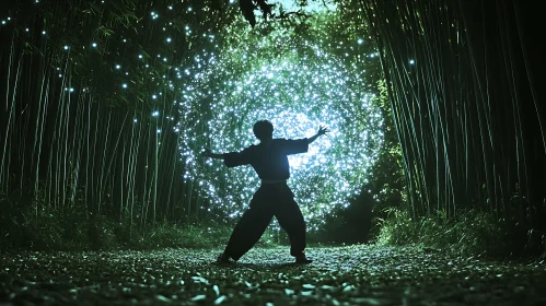 Mystical Forest Illumination with Figure