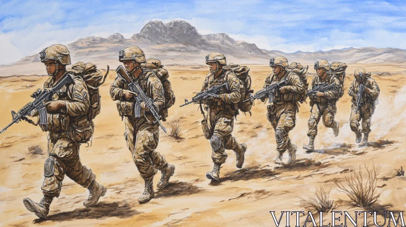 AI ART Military Men in Desert