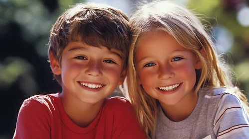 Two Happy Children Smiling Portrait