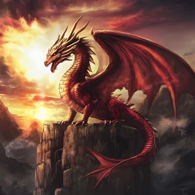 Fantasy Dragon Sunset Art