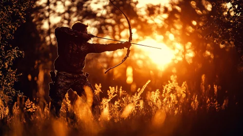 Hunter with Bow in Golden Sunlight