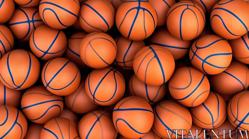 Basketballs Arrangement Sports Balls AI Image