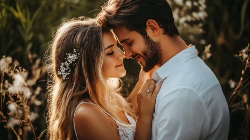 Tender Couple Portrait with Flower Crown