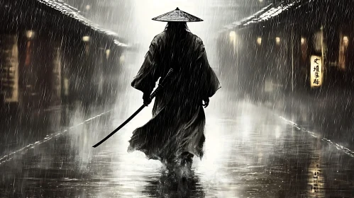 Lone Samurai in the Rain