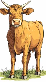 Cow Illustration in Natural Setting