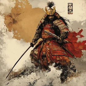 Japanese Samurai Warrior with Sword