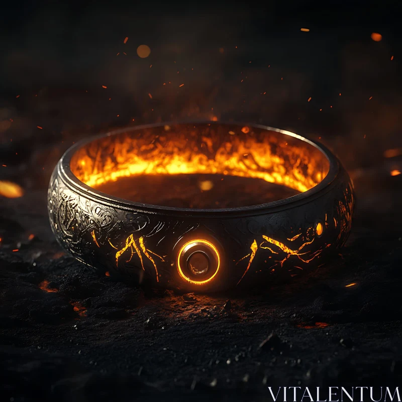 AI ART Ring with Fiery Inscription