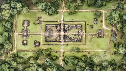 Aerial Shot of Ancient Temple Ruins