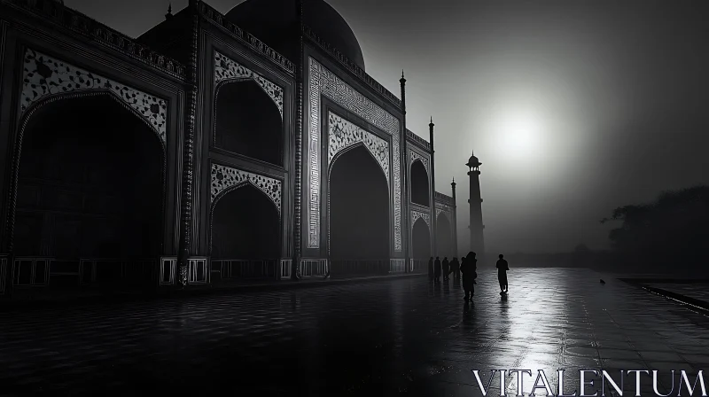 Monochrome Taj Mahal, India AI Image