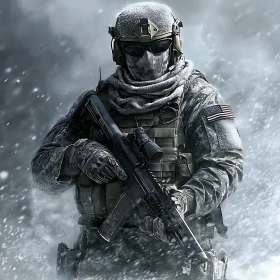 Combat Ready Soldier in Snow