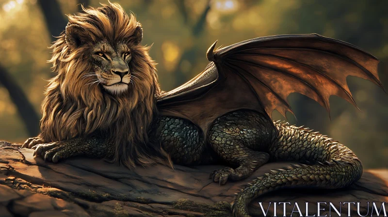 AI ART Mythical Lion-Dragon Hybrid Artwork