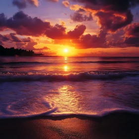 Ocean Sunset with Purple Clouds