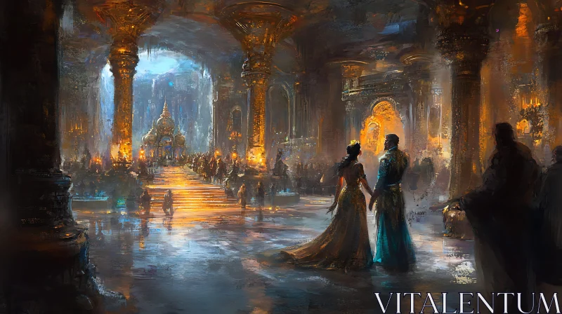 Ornate Ballroom Gala with Couple AI Image