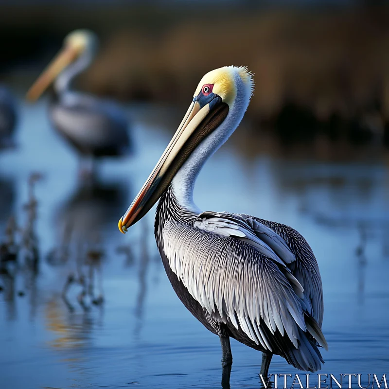 Seaside Pelican in Serene Waters AI Image