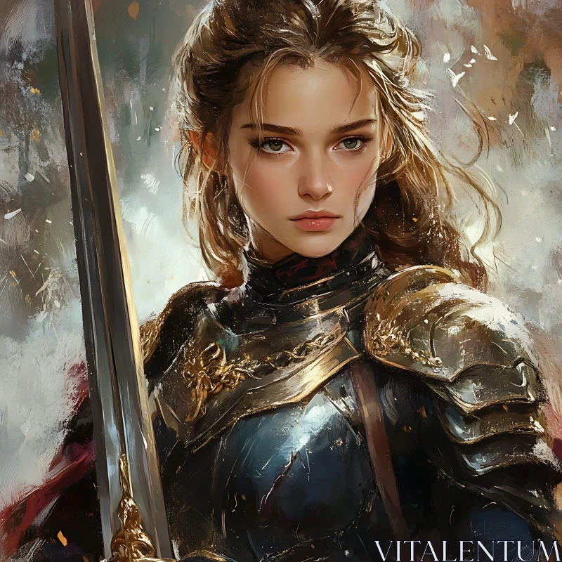 AI ART Female Warrior with Sword Digital Art