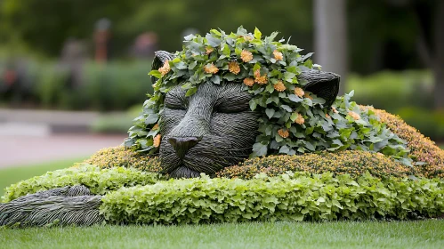 Floral Lion Garden Art