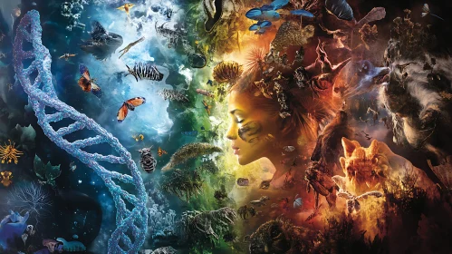Fantasy Nature with DNA and Butterflies