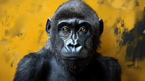 Gorilla Art in Yellow Background