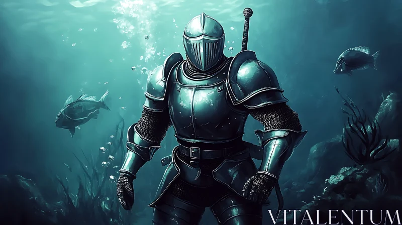 AI ART Armored Knight Beneath the Sea