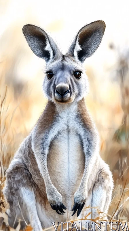 Wildlife Portrait of a Kangaroo AI Image