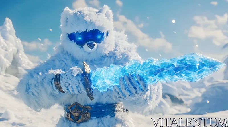 AI ART Winter Warrior: Yeti with Crystalline Blade