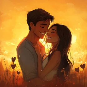 Golden Hour Love: A Couple's Gentle Moment