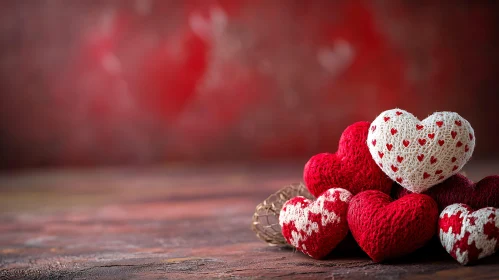 Still Life with Knitted Hearts