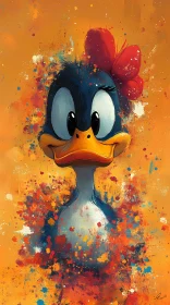 Colorful Cartoon Duck Painting