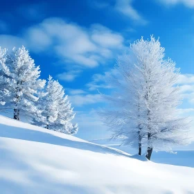 Tranquil Snowy Forest Under Clear Blue Sky