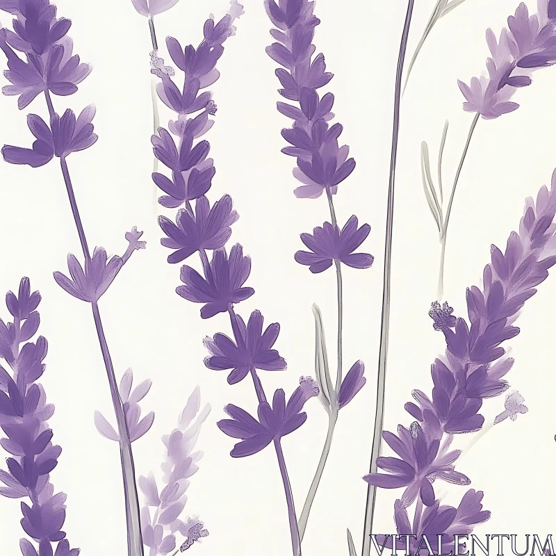 Purple Lavender Botanical Art AI Image