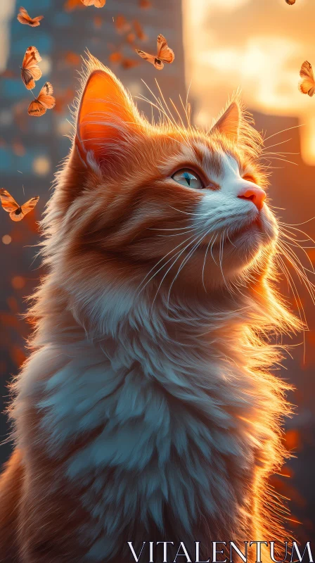 Majestic Cat at Golden Hour AI Image