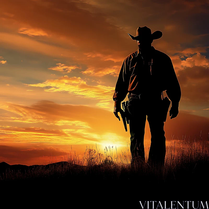 AI ART Western Silhouette at Sunset