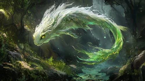 Luminous Serpent in Forest Illustration