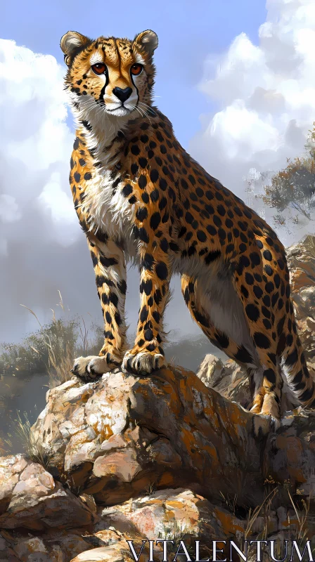 Wild Cheetah in Natural Habitat AI Image