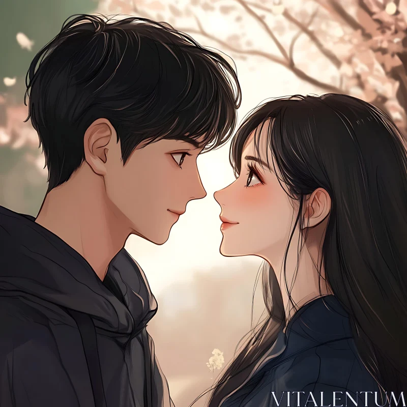 AI ART Serene Couple Anime Style Artwork