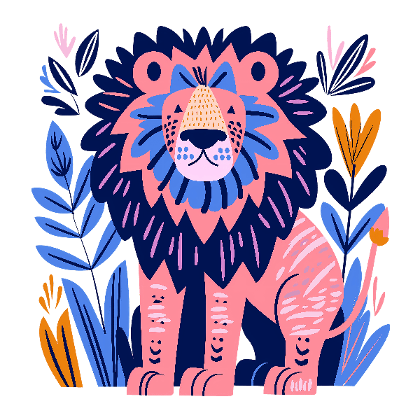 Cute Pink Lion T-Shirt Design