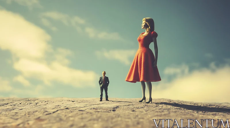 AI ART Dreamlike Encounter: Woman and Man