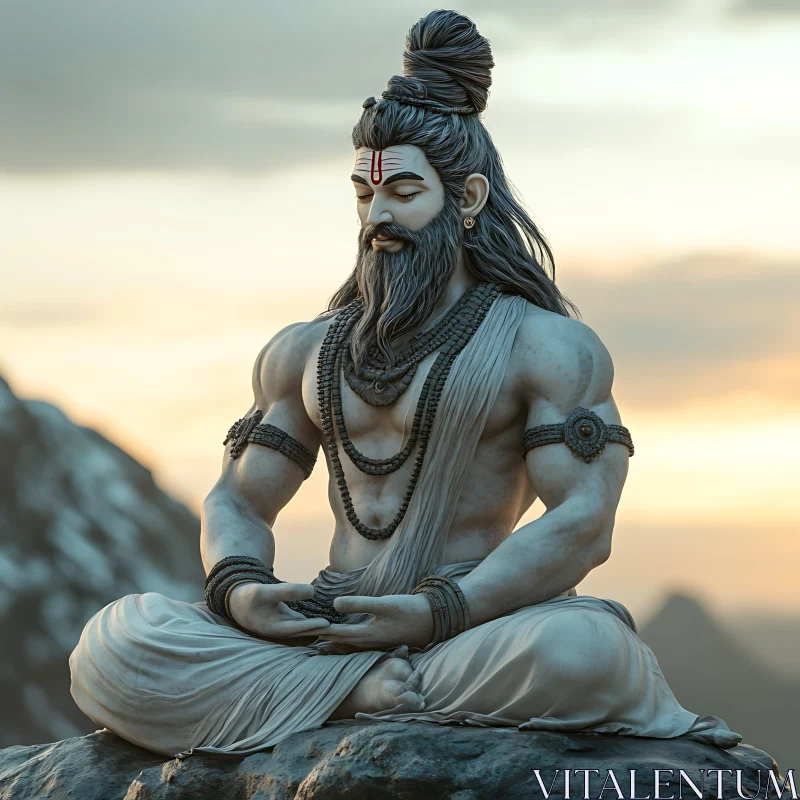 Tranquil Yoga Statue in Meditation AI Image