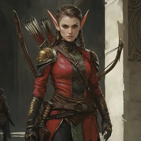 Fantasy Elf Warrior with Bow and Arrow