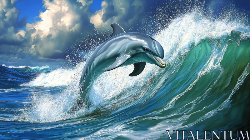 Graceful Dolphin in Ocean AI Image