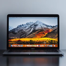 Laptop with Mountain View Wallpaper