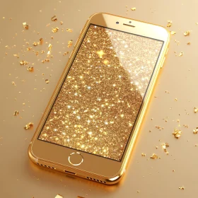 Elegant Gold Smartphone with Glitter