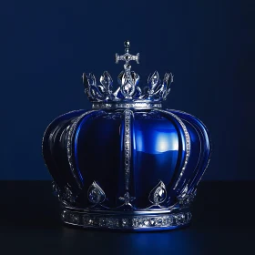 Exquisite Blue Crown with Silver Embellishments