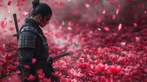 Samurai Among Red Blossoms