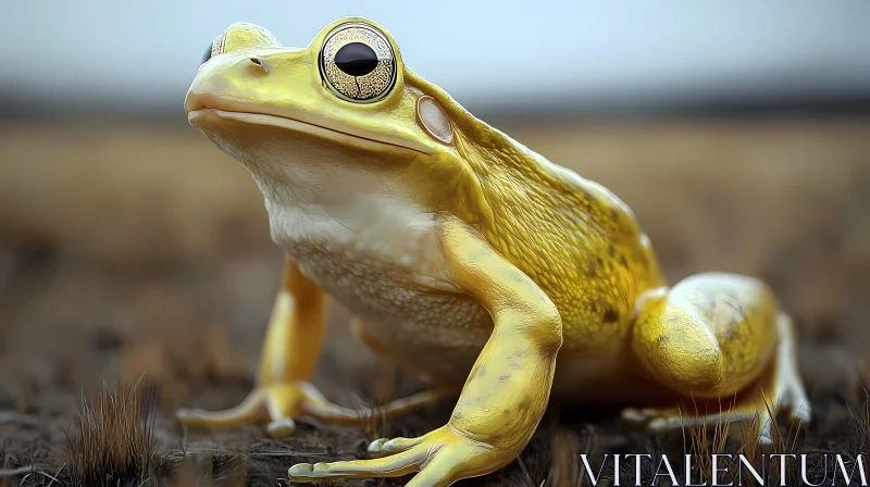 Vivid Yellow Frog Close-Up AI Image